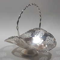 Vintage Silver Plated Brass Metal Candy Dish with Handle 4" x 6"