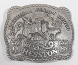 Vintage 1985 NFR National Finals Rodeo Hesston Metal Belt Buckle 3rd Edition Anniversary Series Limited Collector's Buckle