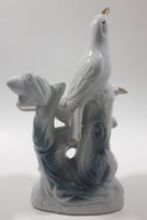 White Love Birds 8" Tall Porcelain Ceramic Bird Sculpture