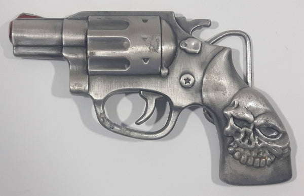 Gun Revolver Shaped Skull Handle Metal Belt Buckle