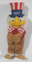 Vintage 1984 Los Angeles Summer Olympic Games Sam The Eagle Mascot 4 3/4" Tall Toy PVC Figure Plush Clip Holder