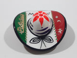 Puerto Vallarta Mexico Flag Colored Sombrero 2 1/2" x 2 3/4" Clay Pottery Fridge Magnet