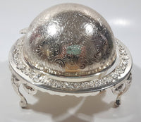 Vintage Silver Plated Dome Roll Top 5 1/4" Diameter Caviar Butter Serving Dish Made in England