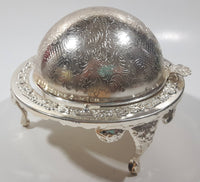 Vintage Silver Plated Dome Roll Top 5 1/4" Diameter Caviar Butter Serving Dish Made in England