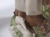 Vintage Homco Man with a Squirrel and Woman with a Rabbit 8" Tall Ceramic Figures 1409 Made in Japan