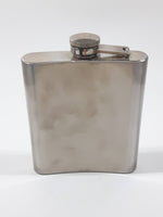 7 oz. Curved Stainless Steel Pocket Flask with Skull and Cross Bones Faux Leather Holder Case