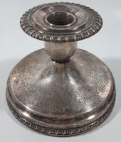 Antique 19th Century Sheffield Reproduction 3 1/4" Tall Engraved Silver Plated Candle Stick Holder #1643