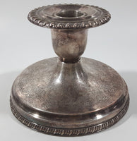 Antique 19th Century Sheffield Reproduction 3 1/4" Tall Engraved Silver Plated Candle Stick Holder #1643