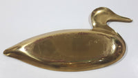 Vintage Mallard Duck Bird Shaped Brass Trinket Dish 3 1/2" x 7"