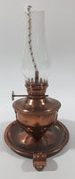 Vintage Small Copper Oil Lamp with Glass Flume 7 1/4" Tall