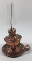 Vintage Small Copper Oil Lamp with Glass Flume 7 1/4" Tall