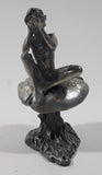 Vintage Male Pixie Fairy Sitting On A Toadstool 3" Tall Pewter Metal Figurine