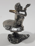 Vintage Male Pixie Fairy Sitting On A Toadstool 3" Tall Pewter Metal Figurine