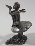 Vintage Male Pixie Fairy Sitting On A Toadstool 3" Tall Pewter Metal Figurine