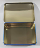 1999 Vintage Style Hershey's Kisses Milk Chocolate Snacks "A Kiss For You" Boy and Girl Blue Metal Tin Hinged Container Faded
