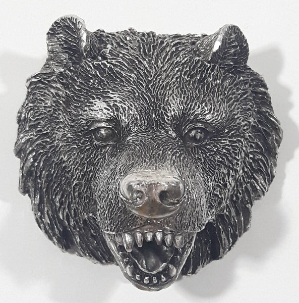 Pewter Metal 3D Bear Head Bust 2" x 2" Fridge Magnet