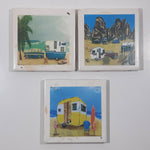 Set of 3 Camper Trailer RV Camping Scenes 4 1/4" x 4 1/4" Ceramic Tile Trivets