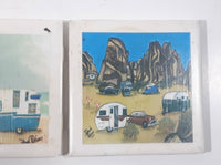 Set of 3 Camper Trailer RV Camping Scenes 4 1/4" x 4 1/4" Ceramic Tile Trivets