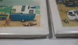 Set of 3 Camper Trailer RV Camping Scenes 4 1/4" x 4 1/4" Ceramic Tile Trivets