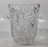 Vintage German Pinwheel and Star Cut Leaded Crystal Glass 5 1/4" Tall Ice Bucket Pail