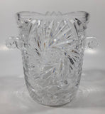 Vintage German Pinwheel and Star Cut Leaded Crystal Glass 5 1/4" Tall Ice Bucket Pail