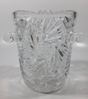 Vintage German Pinwheel and Star Cut Leaded Crystal Glass 5 1/4" Tall Ice Bucket Pail