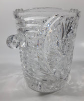 Vintage German Pinwheel and Star Cut Leaded Crystal Glass 5 1/4" Tall Ice Bucket Pail