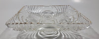 Vintage Mid Century Art Deco Concentric Circles 6" x 6" Square Shaped Gold Trim Glass Candy Dish