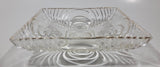 Vintage Mid Century Art Deco Concentric Circles 6" x 6" Square Shaped Gold Trim Glass Candy Dish