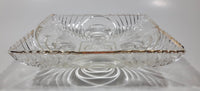 Vintage Mid Century Art Deco Concentric Circles 6" x 6" Square Shaped Gold Trim Glass Candy Dish