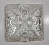 Vintage Mid Century Art Deco Concentric Circles 6" x 6" Square Shaped Gold Trim Glass Candy Dish