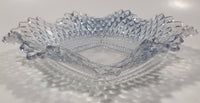 Vintage Light Blue Tinted Diamond Cut Crystal 7" x 7" Square Shaped Glass Candy Dish