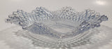 Vintage Light Blue Tinted Diamond Cut Crystal 7" x 7" Square Shaped Glass Candy Dish