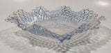 Vintage Light Blue Tinted Diamond Cut Crystal 7" x 7" Square Shaped Glass Candy Dish