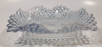 Vintage Light Blue Tinted Diamond Cut Crystal 7" x 7" Square Shaped Glass Candy Dish