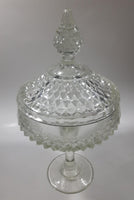 Vintage Pedestal Style Lidded Crystal Glass Candy Dish 12" Tall