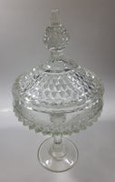 Vintage Pedestal Style Lidded Crystal Glass Candy Dish 12" Tall