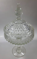 Vintage Pedestal Style Lidded Crystal Glass Candy Dish 12" Tall