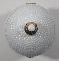 Vintage Bubble Texture Gold Tone Trimmed White 5 1/2" Tall Footed Egg Trinket Box