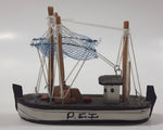 Vintage P.E.I. Prince Edward Island Fishing Trawler Boat Small 4 1/4" Long Wood Ship Model