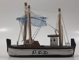 Vintage P.E.I. Prince Edward Island Fishing Trawler Boat Small 4 1/4" Long Wood Ship Model