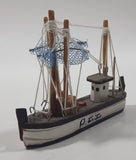 Vintage P.E.I. Prince Edward Island Fishing Trawler Boat Small 4 1/4" Long Wood Ship Model