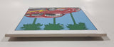 Vintage G. C. Inc California Palm Tree Scene Volkswagen Beetle Red with Purple and Yellow 5 7/8" x 5 7/8" Ceramic Tile Trivet