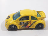 2002 Hot Wheels First Editions Volkswagen New Beetle Cup Yellow Die Cast Toy Car Vehicle