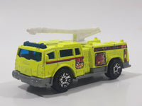 2005 Matchbox Fire 1 Boom Fire Truck Neon Yellow Die Cast Toy Car Firefighting Rescue Emergency Vehicle