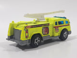 2005 Matchbox Fire 1 Boom Fire Truck Neon Yellow Die Cast Toy Car Firefighting Rescue Emergency Vehicle