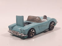 1996 Hot Wheels Hill's Exclusive '58 Corvette Coupe Convertible Light Blue Aqua Teal Die Cast Toy Car Vehicle with Opening Hood