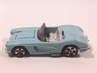 1996 Hot Wheels Hill's Exclusive '58 Corvette Coupe Convertible Light Blue Aqua Teal Die Cast Toy Car Vehicle with Opening Hood