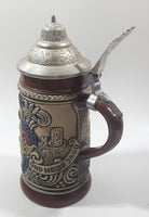 Vintage Original Gerzit Gerz West Germany Kuhler Trunk Bavarian Themed 7" Tall Lidded Stein Cracked