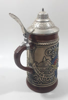 Vintage Original Gerzit Gerz West Germany Kuhler Trunk Bavarian Themed 7" Tall Lidded Stein Cracked